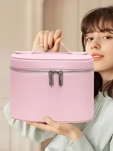 Travel Makeup Bag Standing, Elegant Standing Organizer Box, Zipper Closure, Thick Padding, Lightweight Portable Storage Bag, Travel Cosmetic Bag, Cosmetics Bag, Travel Makeup Pouch