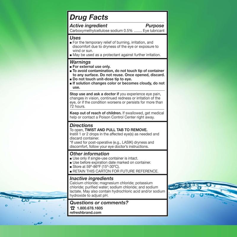 Refresh Plus Eye Drops, Preservative-Free, 0.01 Fl Oz Single-Use Containers, 50 Count, Packaging May Vary