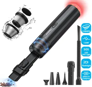 EQUIPD Handheld Vacuum 13000PA Powerful Car Vacuum Cleaner High Power Cordless Rechargeable Portable Mini Vacuum with LED SOS Light Small Hand Held Vacuuming Cordless Dust Busters
