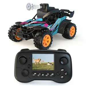 RC Car with Camera, 2.4GHz Remote Control Truck with 2.8”LCD Screen & 60° Adjustable Camera, Live Video, APP/Radio Dual Control, 2 Speeds, Rechargeable Off-Road RC Cars, Gift for Adults and Kids