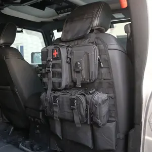 Universal Tactical Vehicle Back Seat Organizer with 3 Detachable Pouches Molle Pouches Truck Seat Organizer Tactical Gear for Car Truck Ford Jeep Vehicle