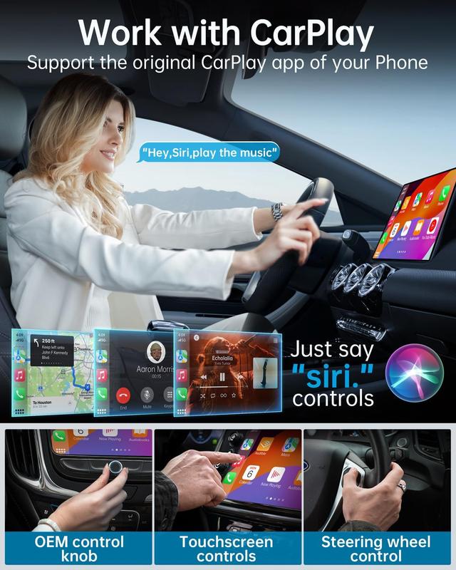 Carplay Adapter, Converts Wired to Wireless Carplay Dongle for Wireless Control Plug & Play Carplay Fit for Cars from 2015 & for Apple iPhone iOS 10+