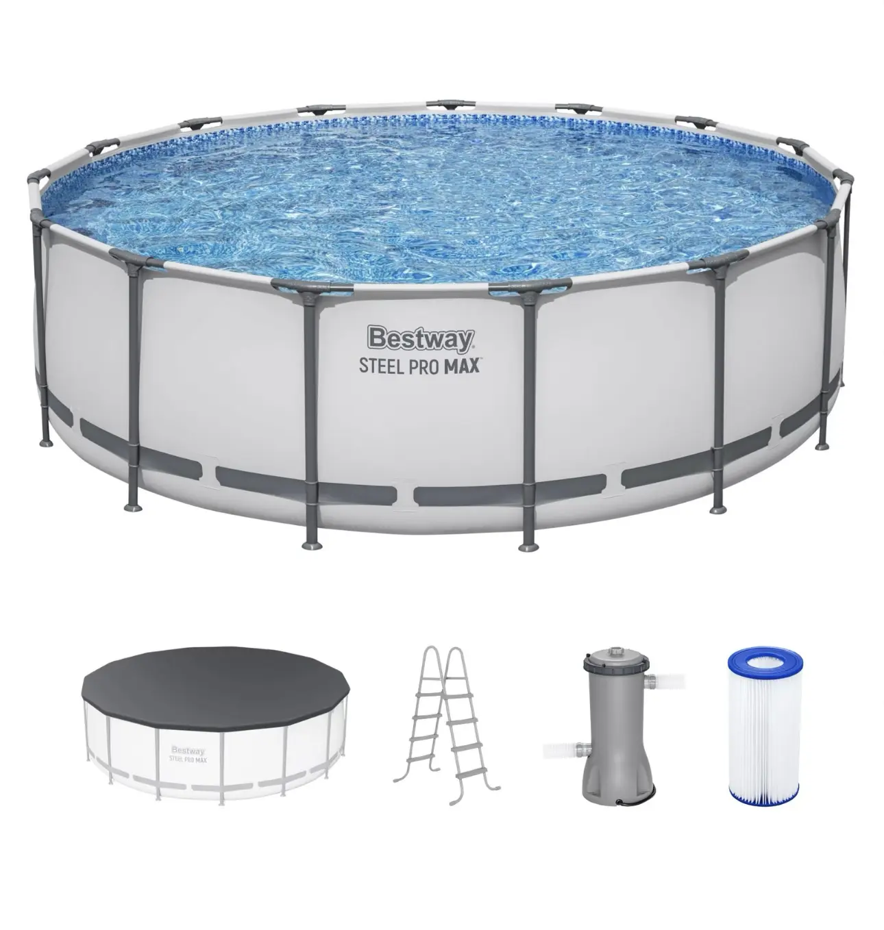 Bestway Steel Pro MAX 15 Foot by 48 Inches Round Above Ground Swimming Pool