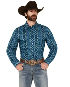 Wrangler Men's Men'S Checotah Southwestern Striped Long Sleeve Pearl Snap - 112359440