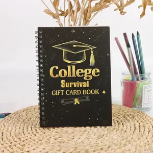 1 PC College Survival Gift Card, Spiral Bound Card Holder Office Stationery for Graduation Gifts, Diploma & Balloon Design, Perfect for Graduates