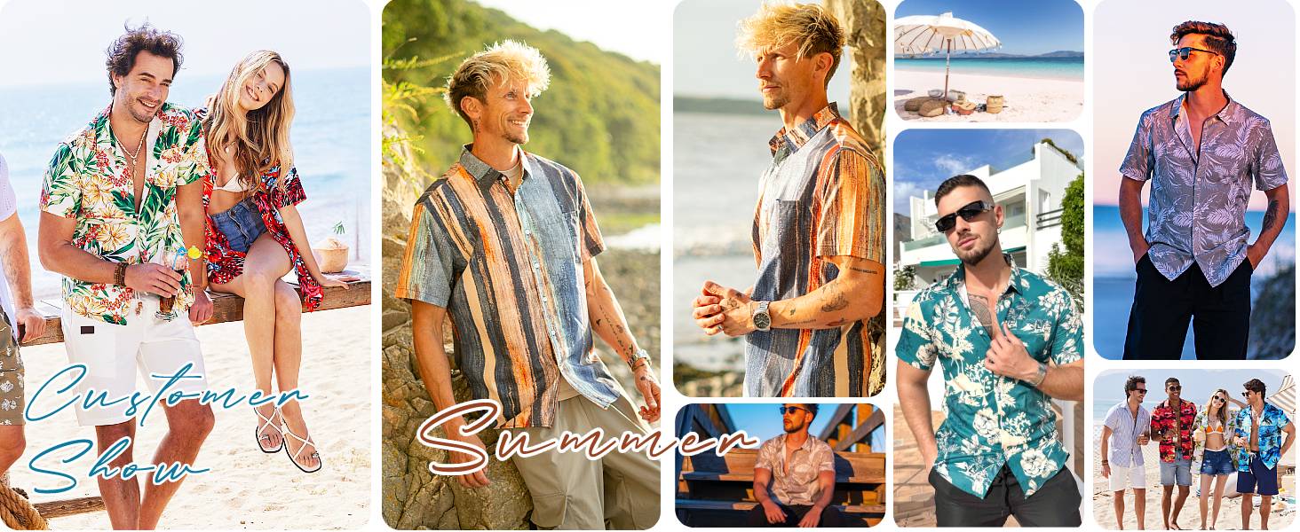 COOFANDY Men's Hawaiian Shirt Short Sleeve Floral Button Down Shirts Tropical Holiday Beach Shirts