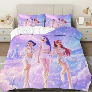 3PCS Duvet Cover Set, 1 Duvet+2 Pillowcases(Without filler), Futuristic Holographic Pop Star Fantasy Cosmic theme, Christmas bedding set, Galaxy Music Starry Night Suitable for decoration bedroom, living room, dormitory, music studio.