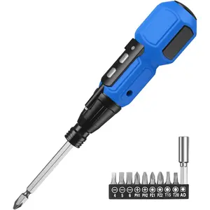 Electric Screwdriver Set, Mini Cordless Screwdriver Kit with Bit Holders, LED Work Light, USB Charging Cable, for Phones, PC, Glasses, Small Projects, Blue
