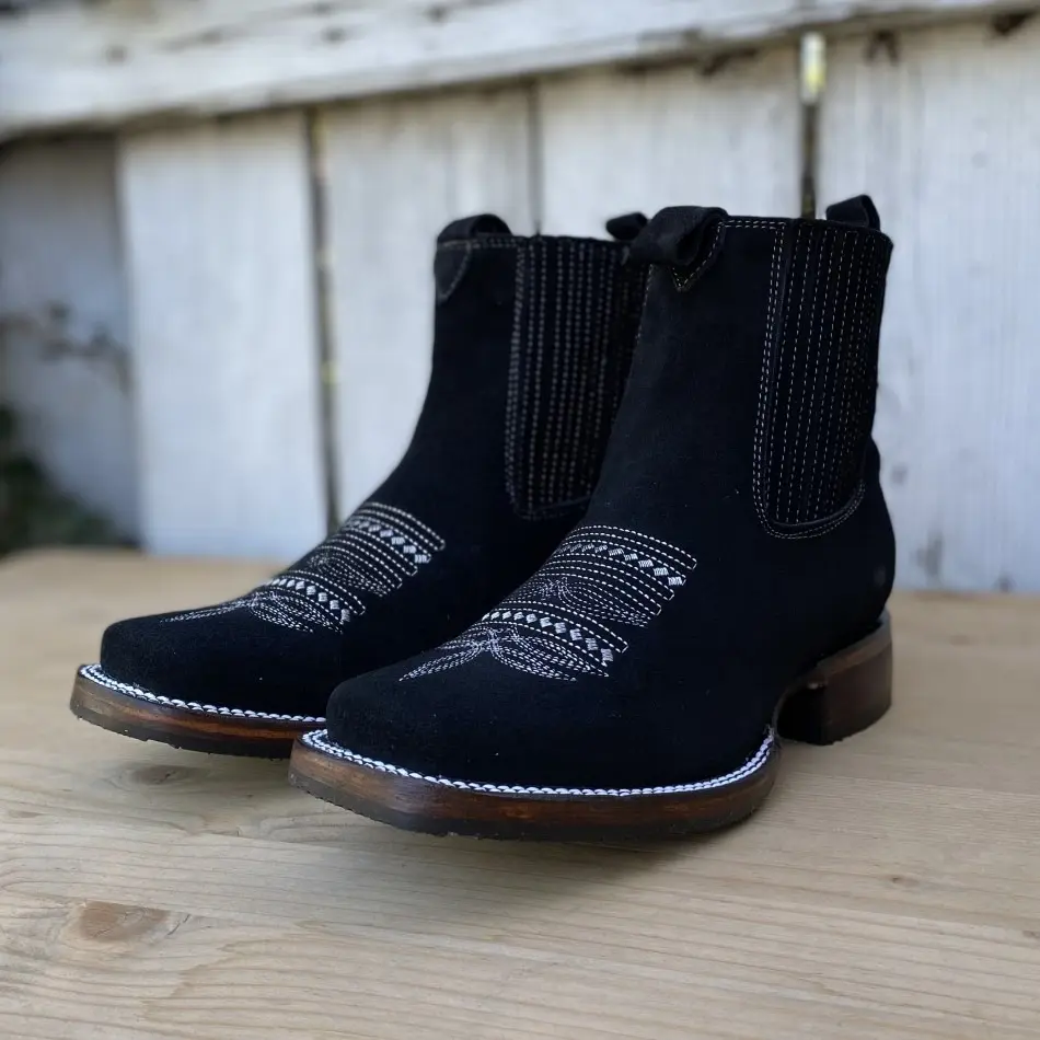 Women's JB-723D Black Suede Western Ankle Boot