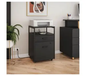 Techni Mobili Rolling 2-Drawer File Cabinet with USB Ports