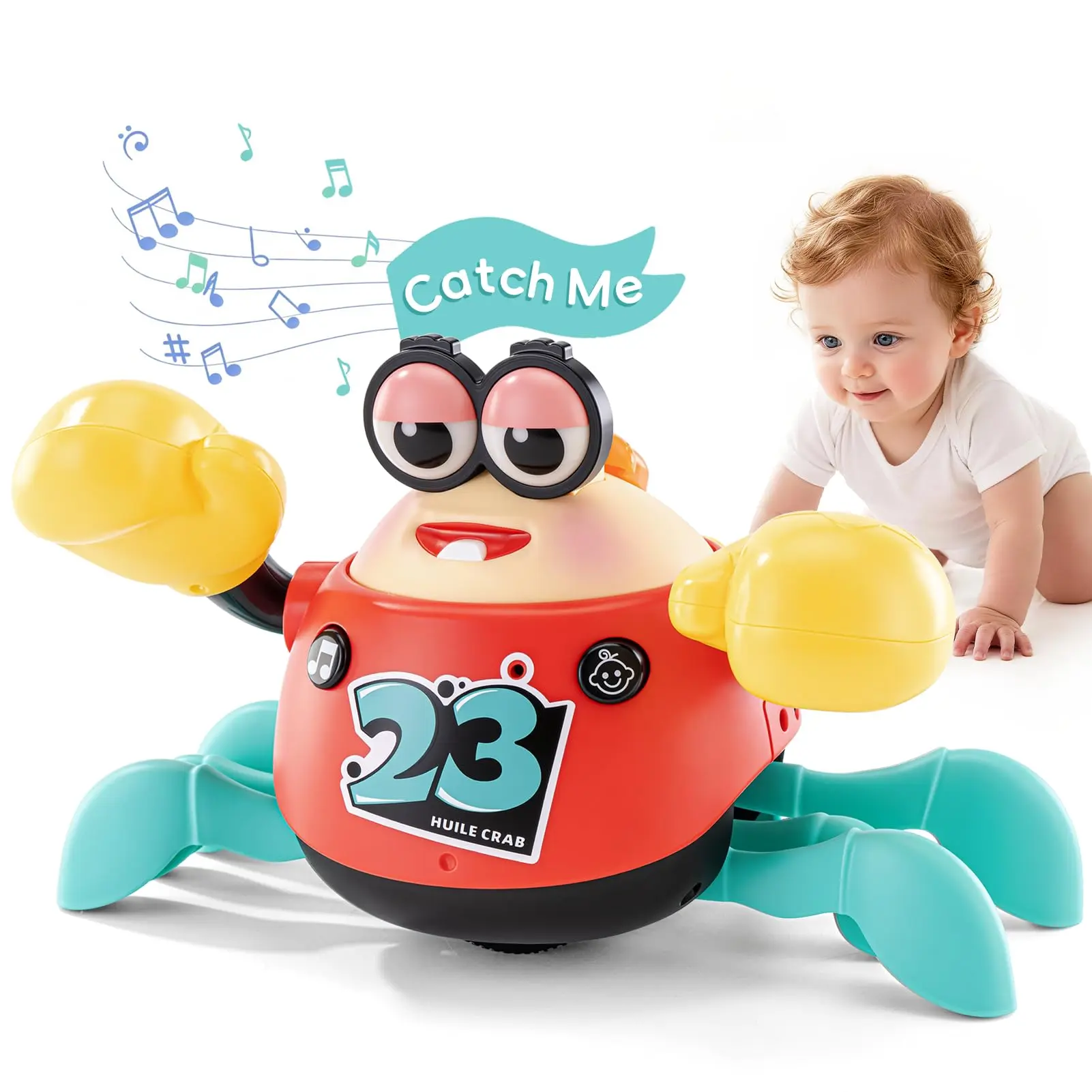 HOLA Crawling Crab Tummy Time Toy for Babies Toddlers, Interactive Walking Crab with Music, Voice Repeat & Fun Chasing Sounds, Sensory Toy for Crawling & Walking, Baby Birthday Gift for Boys Girls
