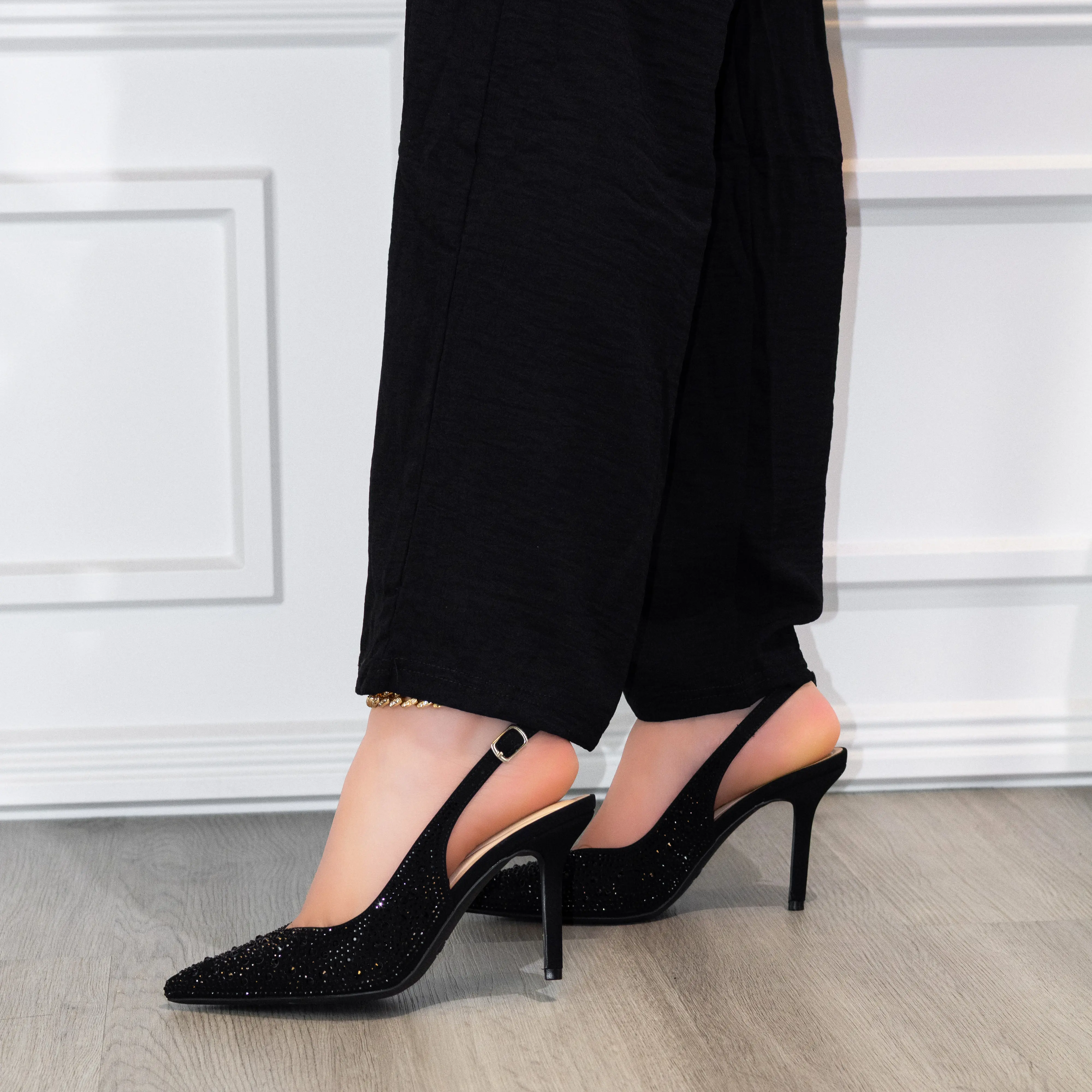 Bliss - Comfort Insole Pointed Toe Slingback Rhinestone Pumps, Elegant Black  Stiletto Heels with Sparkling Crystal Detail, Comfortable 3.5 Inch Heel Dress  Shoes for Party, Wedding & Evening Wear - TikTok Shop