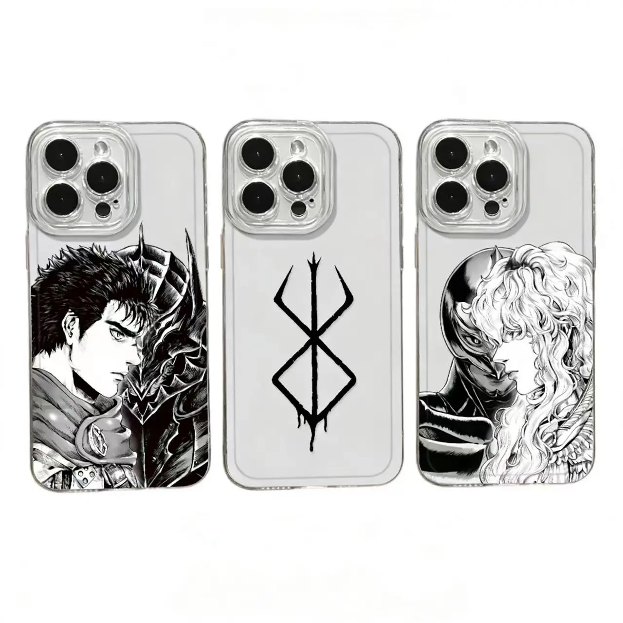 Berserk Griffith Guts Anime Phone Cases For iPhone 17 Promax Pro Air 16 Plus 15 14 13 12 Transparent Shockproof Protective Cover