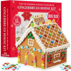Taboom Large Gingerbread House Kit - Holiday Cookie House Decorating Kit Do It Yourself Easy to Assemble Christmas Gingerbread House - 13 Pieces Total