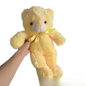Glowing Bear Plush Toy with Bow Tie, Super Soft Plush Light-Up Bear, Gift for Girls