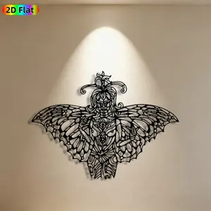 1pc Moth-Man Metal Wall Art,Moth-Man Statue Mural, Ideal Gift for Halloween, New Year, Mythical Creature Enthusiasts, Weather-Resistant Metal Wall Decor Wall Sculptures, Perfect for Outdoor Fence & Indoor Wall, Unique Home Decor