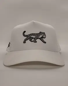 White Jaguar Front Graphic Patch Golf Hat, Golf Performance Hat for Casual Sports, Golf Performance Hats, Front Patch Hats