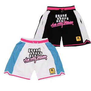 2025 Summer Edition Men Basketball shorts GTA VICE CITY STORIES  Four pockets Cheap and High Quality Sewing embroidery covered court  breathable Beach Pants Outdoor sports shorts Big Size Training shorts White Black Accepting mixed wholesale and retail
