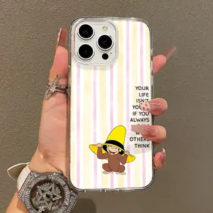 Trendy Magnetic Case for iPhone11/12/13/14/15/16/17/promax, Curious George Quote Art Ultra Slim, MagSafe Support, Shockproof | Playful & Fun Style