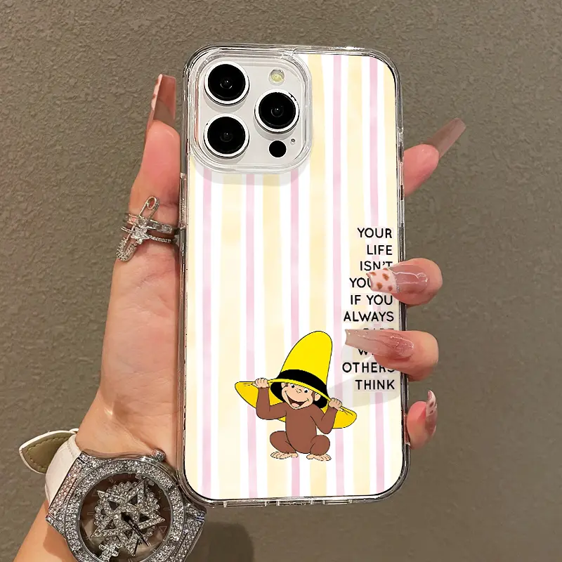 Trendy Magnetic Case for iPhone11/12/13/14/15/16/17/promax, Curious George Quote Art Ultra Slim, MagSafe Support, Shockproof | Playful & Fun Style