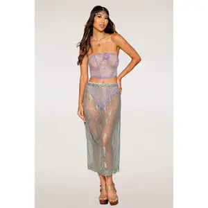 Purple Fishnet and Rhinestone Bustier Set