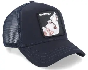 Lone Wolf Embroidered Patch Trucker Hat - Unisex Breathable Mesh Back Baseball Cap