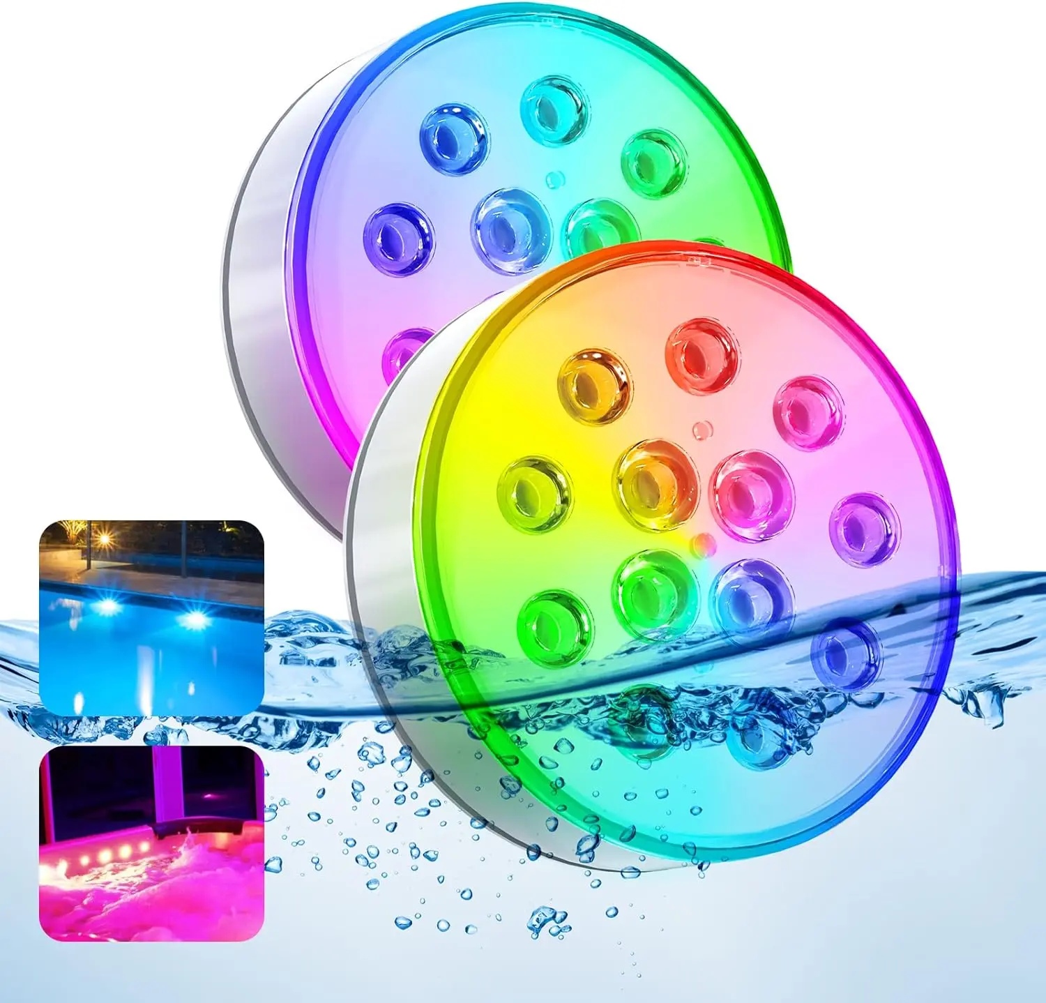 Pool Lights, pgraded Rechargeable Sbmersible LED Lights with Remote IP68  16 Colors Hot Tb nderwater Pool Lights for Above Grond Ingrond Pool, Bath, Party, Vase 2 Pack