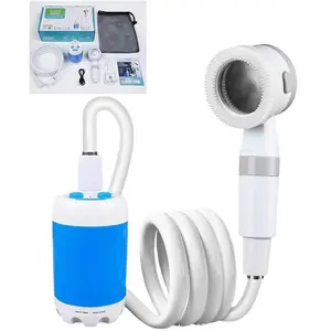 Portable Camping Shower Pump - Rechargeable Outdoor Shower Head Sprayer, Pumps Water from Bucket. Experience Refreshment Anywhere, Perfect for Camping, Hiking, Travel, Car Washing & Pet Cleaning