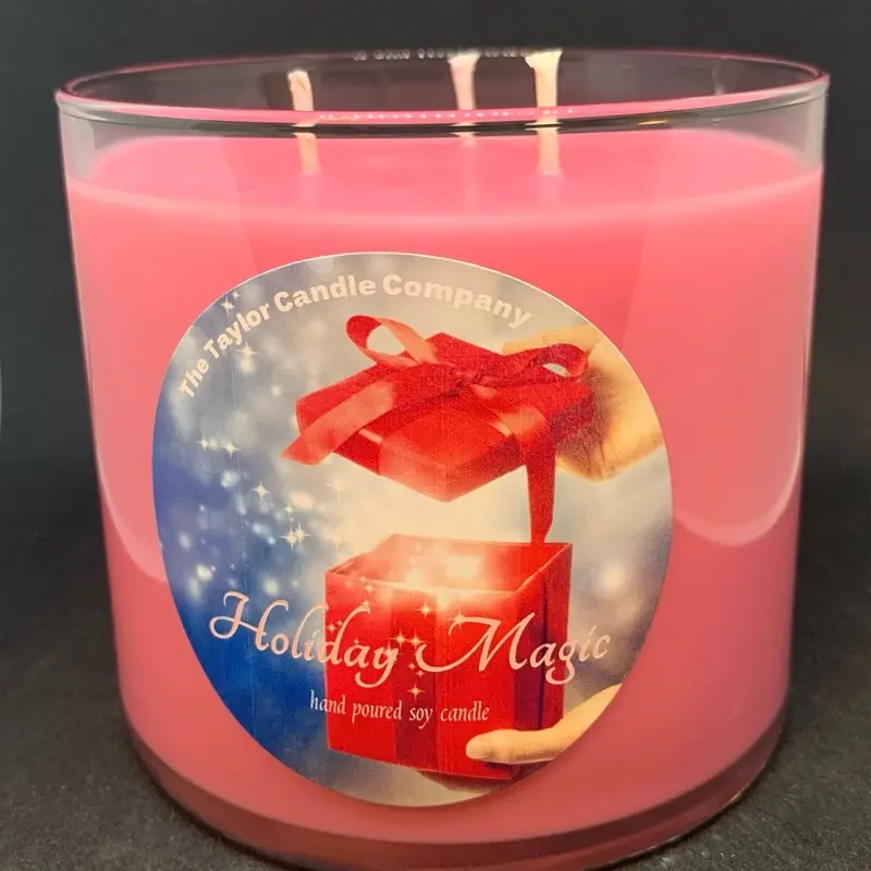 Taylor Candle Company Holiday Magic 17 oz Glass 3 wick candle hand poured