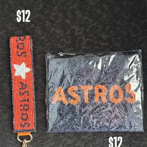 Astros Beaded Coin Purse - Dark Color with Orange Lettering, Includes 3 Pieces, $12 Each