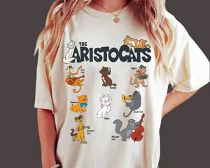 Vintage Aristocats All the Cats T-Shirt, Marie, Berlioz & Toulouse Tee, Cute Cat Shirt, 2024 Family Trip & Birthday Gift