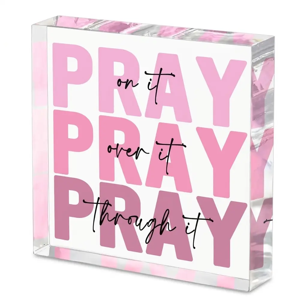 Christian Inspirational Neutral Square Acrylic Plaque Sign - Home Decor Supply for Study, Baptism, Small Home Space, Christian Women - Decorative Faith Gift for Desktop Use, Square Plaque, Gradient Text