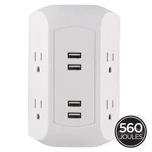 GE 4-Outlet 4-USB Surge Protector Wall Tap