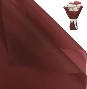 20 Sheet Flower Wrapping Paper - Waterproof Floral Bouquet Wrapping Paper, Florist Supplies Packaging Paper for Wedding Birthday Gift DIY (Wine Red)