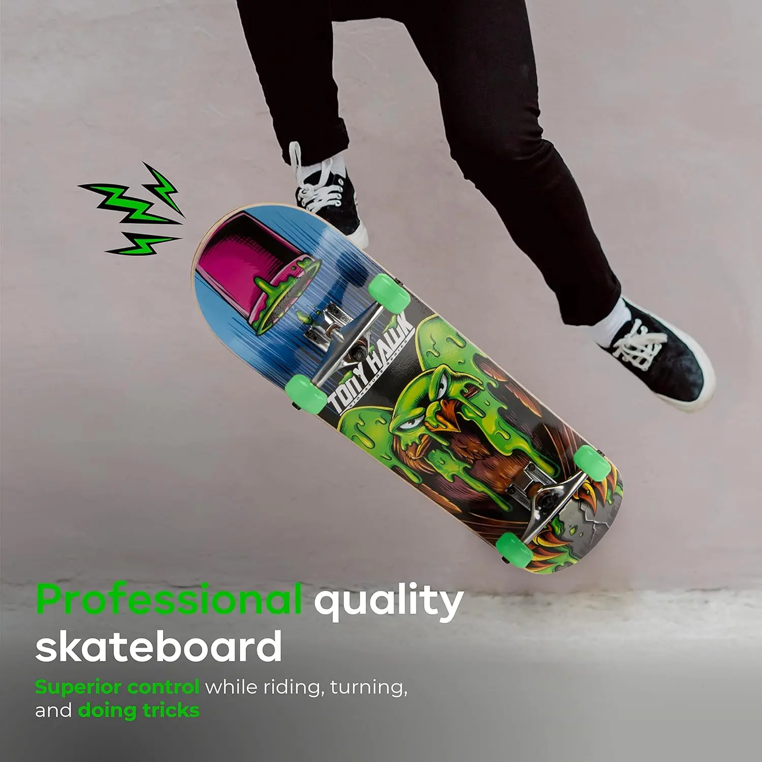 Complete Pro Cruiser with Cool Graphics, 9-Ply Maple Wood Deck for Beginners & Teens, Double Kick Concave for Street Tricks, Unisex Gift for Christmas, Birthdays, Thanksgiving