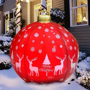 1 PVC inflatable Christmas ball, 24 inch large outdoor inflatable Christmas decoration ball, holiday decoration on indoor and outdoor yard trees