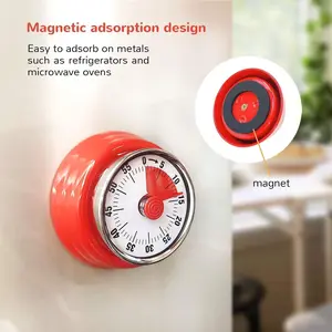 Mechanical Kitchen Timer, Visual Timer, 60 Minutes Electronic Timer for Cooking, Study, Office, Magnetic Alarm Clock with Alarm Sound