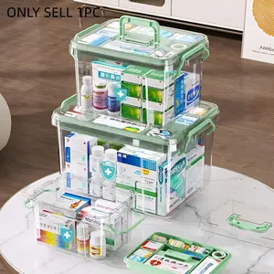 Double-Layer Waterproof Transparent PVC Medicine Storage Box Organiser, Easy Access, Ideal for Outdoor & Home Use, Travel-Friendly Design