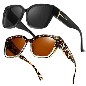 【FitOver Sunglasses】Women's Fit Over Prescription Sunglasses - Oversized Square Full-Rim Plastic Frames Mirrored Polarized , UV400 Protection, Trendy Sunglasses, Unisex Fashion Accessory for Summer Wins, Accessories for Women The Choice of Gifts 1/2Pcs