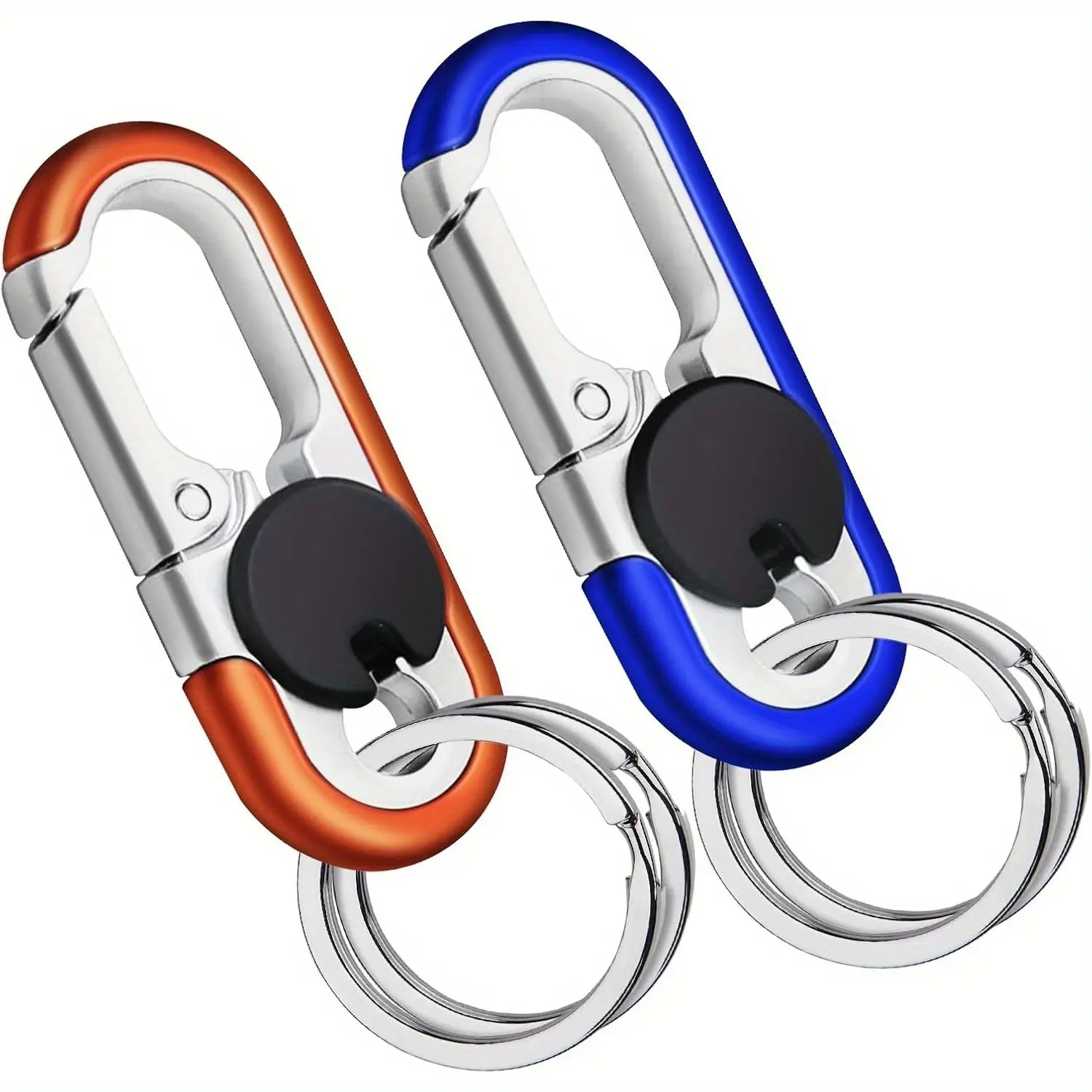 Fashion Unisex 2-Pack Oval High-Gloss Zinc Alloy Car Keychain Set, Heavy-Duty Anti-Lost Key Ring Clips, Stylish Durable Key Holders & Car Pendant Accessories for Daily Vehicle Use, Basic, 18 Years And Above