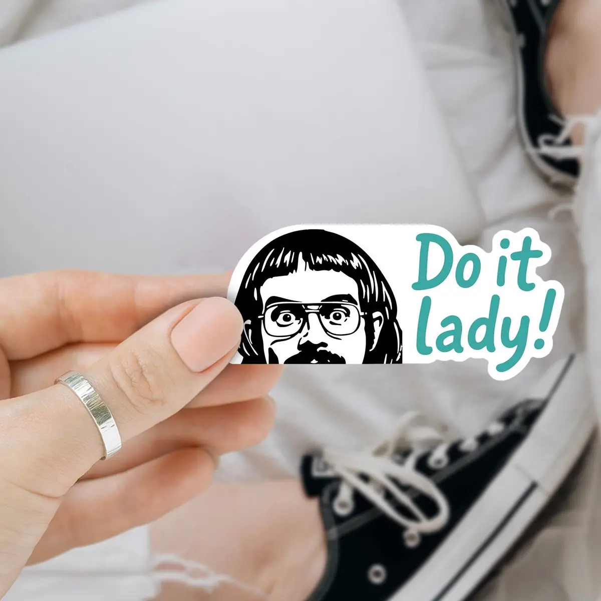 Do it lady! funny meme Chit 3 inches Sticker, Waterproof Sticker for Laptop Water Bottle Book