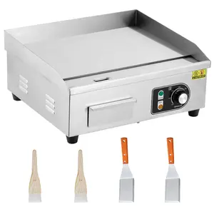 Commercial electric grills for kitchen and dining -14 inch and 22 inch stainless steel non stick flat top grills, 1600W-3000W, adjustable temperature 122 ° F-572 ° F, countertop teppanyaki style, 110V (with/without plug)