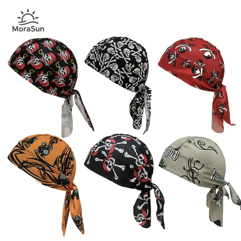 3pcs Cooling Sweat-Wicking Bandana Hats & Skull Caps - Large Quick-Dry Motorcycle Doo Rags Suitable for Men & Women, Adjustable Head Wrap for, Outdoor, Parties, Gym, Motorcycle Riding - Machine Washable, Year-Round Use