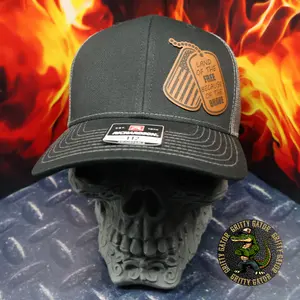 Land of the Free Because of the Brave Dog Tags Patch Hat from Gritty Gator