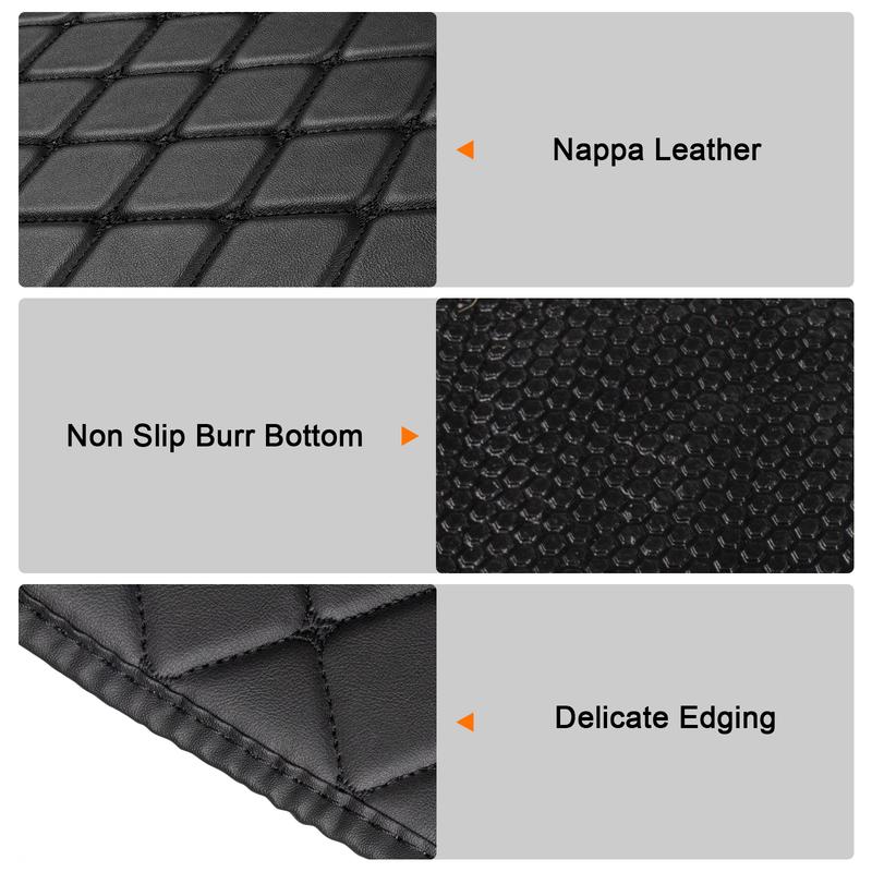 For 2008+ Honda Accord Car Floor Mats Full Coverage Waterproof Non-Slip All Weather Easy to Clean Wear-Resistant Nappa Leather Front & Rear Floor Liners Black