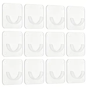 Self-Adhesive Shower Rod Bracket, No Drilling Curtain Rod Holder, 12 Tension Fixtures, Easy Installation Bathroom Accessories