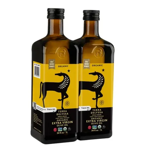 Terra Delyssa Organic Extra Virgin Olive Oil 1L Pack of 2 USDA Organic Non-GMO Project Verified Kosher First Cold Pressed 67.63 fl oz High Quality Oil