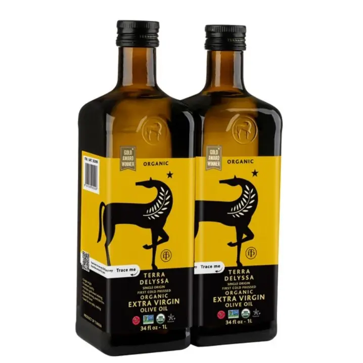 Terra Delyssa Organic Extra Virgin Olive Oil 1L Pack of 2 USDA Organic Non-GMO Project Verified Kosher First Cold Pressed 67.63 fl oz High Quality Oil
