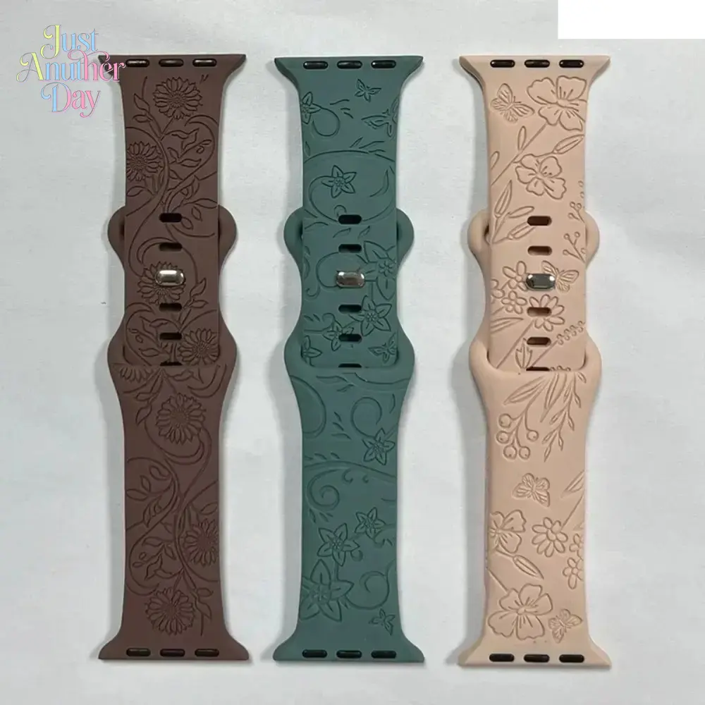 Engraved Floral Watch Band – Fashion Bracelet Strap for Apple Watch, Fits 38–49mm Engraved Floral Watch Band – Fashion Bracelet Strap for Apple Watch, Fits 38–49mm