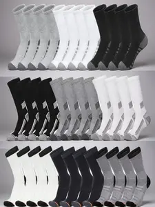 36 Pairs Men's Socks, Colorblock Crew Socks, Shock Absorbing Anti-Slip Durable Sports Socks, Teen Basketball Socks, Outdoor Hiking Breathable Socks, Large Size, Moisture-Wicking, Comfortable Soft